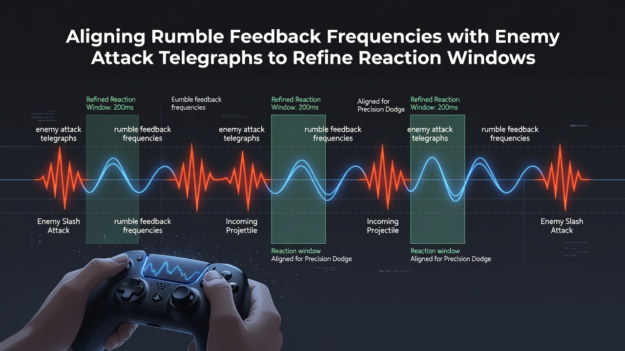 Side-by-side comparison of controller rumble waveforms matched to enemy attack telegraph timelines in action-adventure gameplay