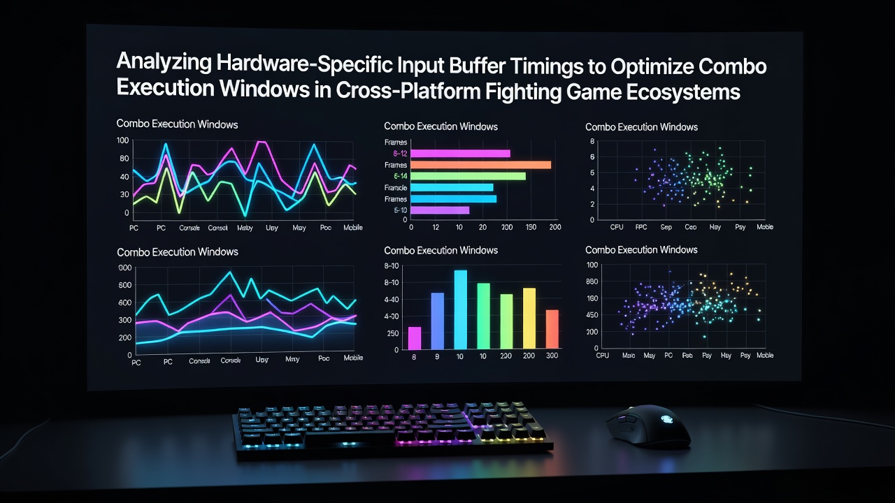 Diagram showing input buffer timing differences across console and PC hardware for fighting game combos