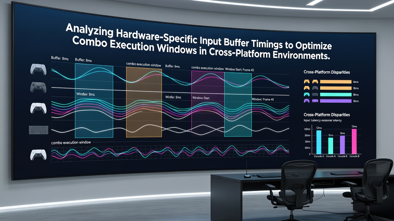 Graph comparing combo success rates before and after buffer timing optimizations on different gaming platforms