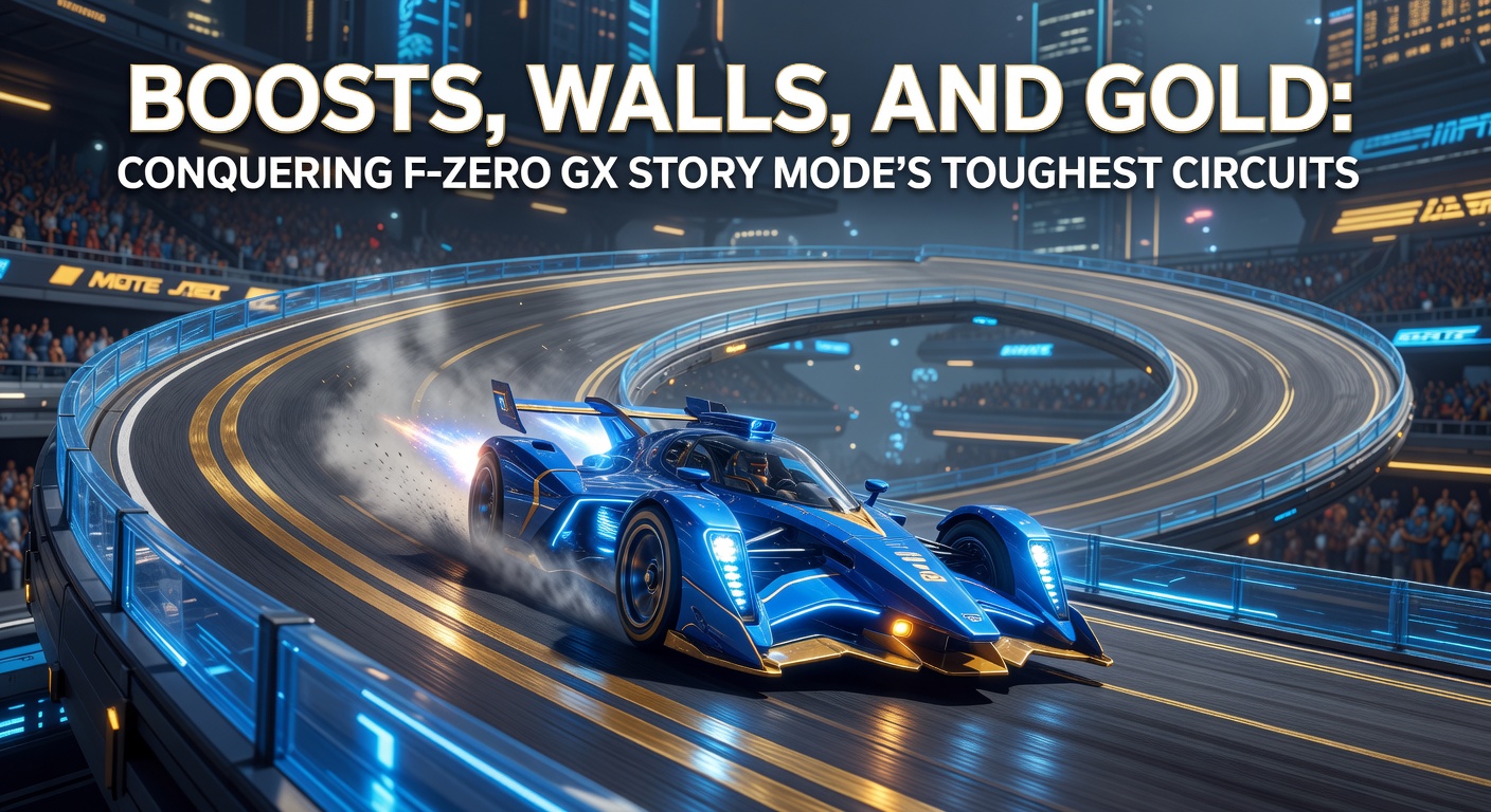 Close-up of an F-Zero GX boost meter filling during a wall scrape on White Land II, with gold trophy icon glowing in the corner