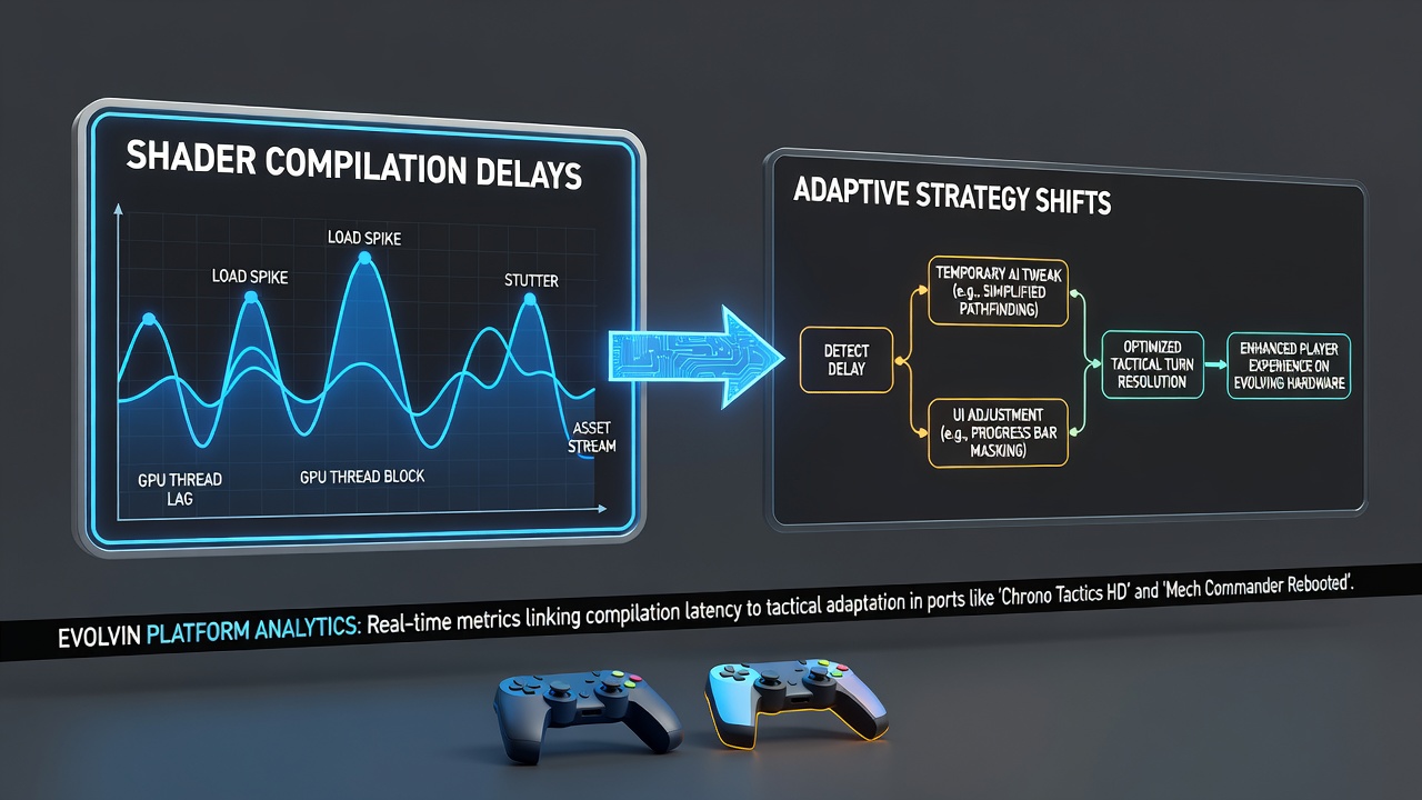 In-game scene from a turn-based tactics title showing unit deployment on a grid map during hardware performance testing