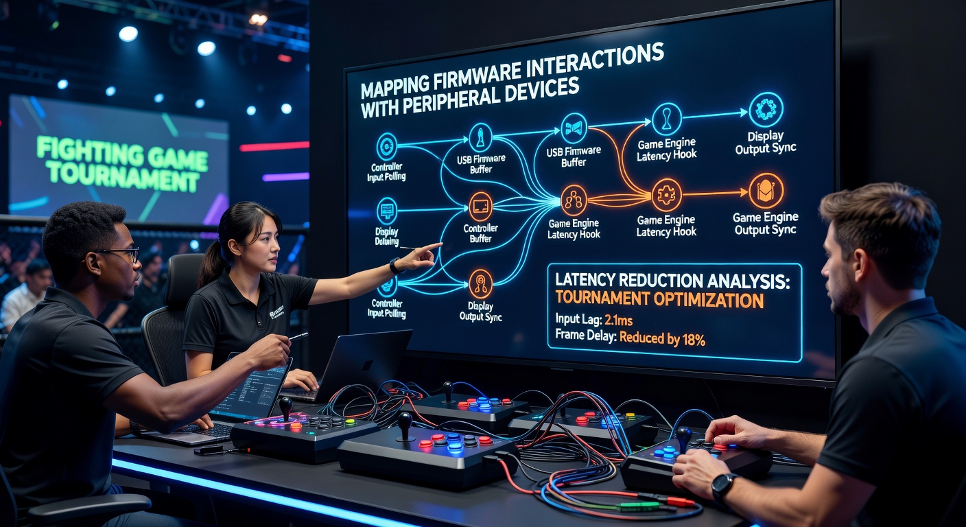 Visualization of firmware mapping process for reducing latency in fighting game setups