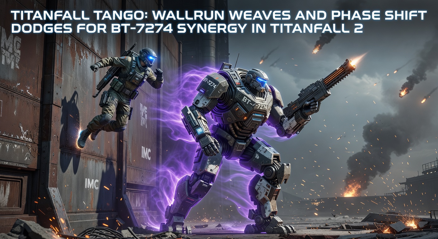 BT-7274 shielding a pilot mid-phase shift dodge during wallrun weave chain on Corporate map, highlighting tactical synergy