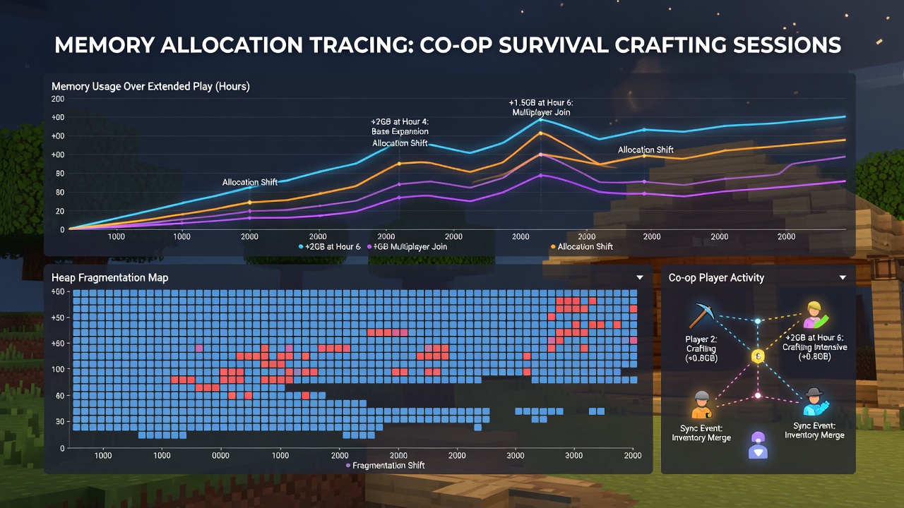 Performance graph illustrating memory usage trends over multi-hour co-op sessions